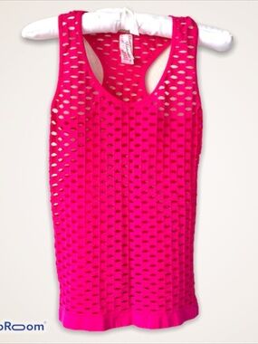 Fishnet Racerback Tank Top Pink Festival Club Bodycon Small